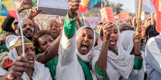 Ethiopians protesting
