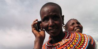 A woman using a cellphone