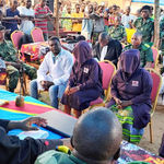 Congolese victims of rape sit covered at military court 