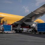 Baggage handlers at Goma International Airport