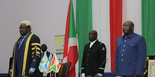 EALA speaker Joseph Ntakirumtimana and Burundi President Evariste