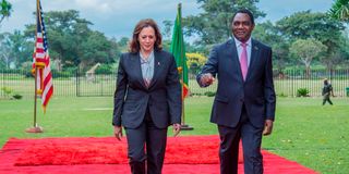 Kamala Harris and Zambian President Hakainde Hichilema 