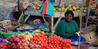 A vegetable trader in Mombasa, Kenya