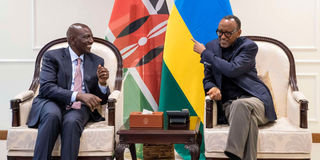 President William Ruto (left) with Rwanda’s Paul Kagame 