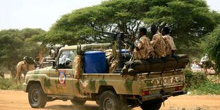 Members of Sudan’s Rapid Support Forces on patrol. 