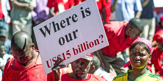 Supporters of Zimbabwe's opposition party during a demonstration