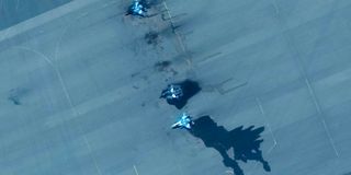 a damaged MiG-29 fighter aircraft 