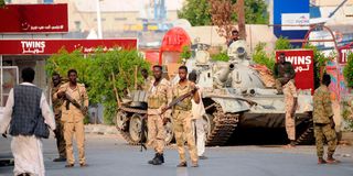 Sudanese army soldiers in the Red Sea city of Port Sudan