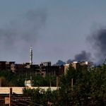 Smoke billows during fighting in the Sudanese capital Khartoum