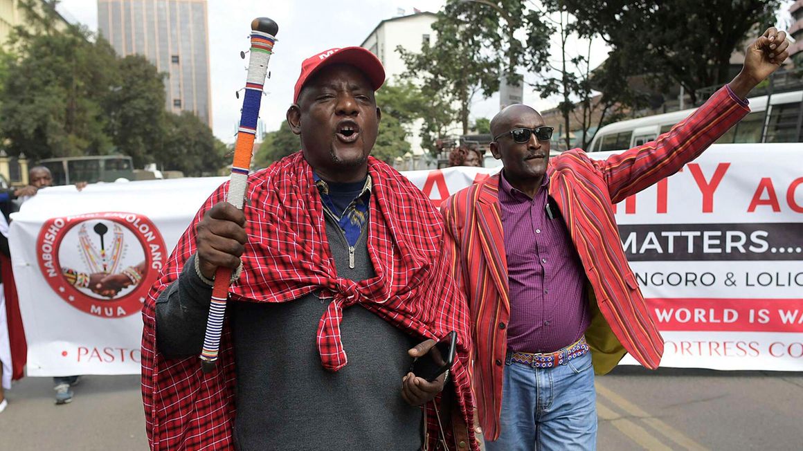 Members of the Maa unity agenda protest in Nairobi