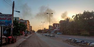 Smoke rises in southern Khartoum 