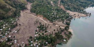 landslide triggered by heavy rain in Bushushu village, eastern DRC