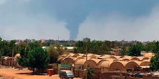 Smoke billows in the Sudan capital Khartoum