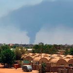Smoke billows in the Sudan capital Khartoum