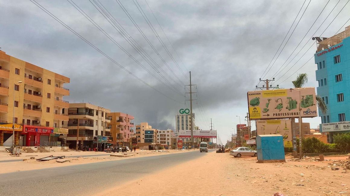 Smoke is seen in southern Khartoum on May 10, 2023