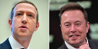 Facebook founder Mark Zuckerberg SpaceX, Twitter Tesla CEO Elon Musk. 