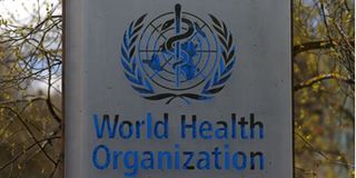 World Health Organization (WHO) logo outside a building of the WHO in Geneva, 